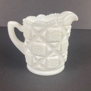 Vintage white milk glass creamer, small pitcher